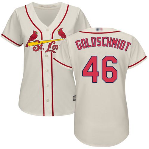 Cardinals #46 Paul Goldschmidt Cream Alternate Women's Stitched MLB Jersey