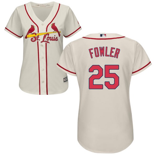 Cardinals #25 Dexter Fowler Cream Alternate Women's Stitched MLB Jersey
