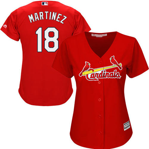 Cardinals #18 Carlos Martinez Red Alternate Women's Stitched MLB Jersey