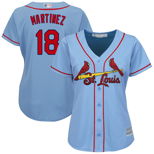 Cardinals #18 Carlos Martinez Light Blue Alternate Women's Stitched MLB Jersey