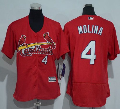 Cardinals #4 Yadier Molina Red Flexbase Authentic Women's Stitched MLB Jersey