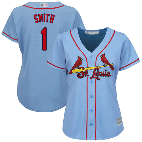 Cardinals #1 Ozzie Smith Light Blue Alternate Women's Stitched MLB Jersey