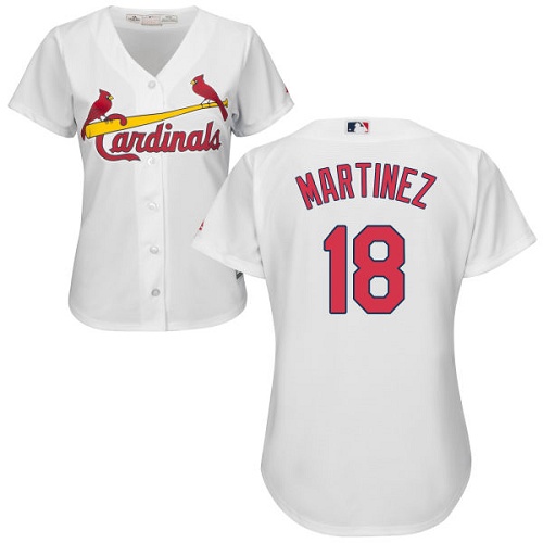 Cardinals #18 Carlos Martinez White Home Women's Stitched MLB Jersey