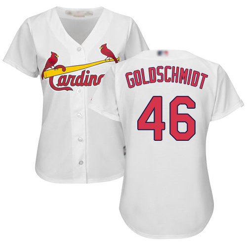 Cardinals #46 Paul Goldschmidt White Home Women's Stitched MLB Jersey