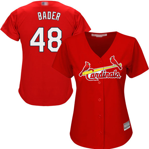 Cardinals #48 Harrison Bader Red Alternate Women's Stitched MLB Jersey