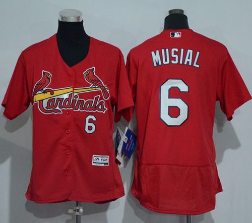 Cardinals #6 Stan Musial Red Flexbase Authentic Women's Stitched MLB Jersey