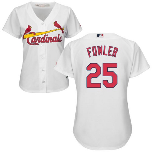 Cardinals #25 Dexter Fowler White Home Women's Stitched MLB Jersey