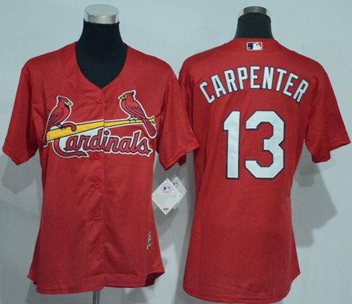 Cardinals #13 Matt Carpenter Red Women's Alternate Stitched MLB Jersey