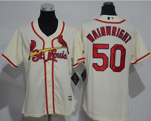 Cardinals #50 Adam Wainwright Cream Women's Alternate Stitched MLB Jersey