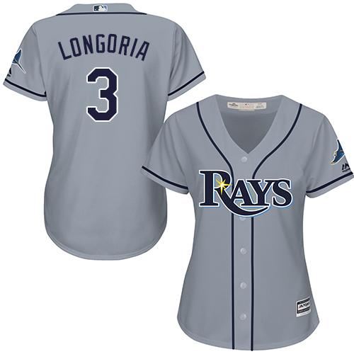 Rays #3 Evan Longoria Grey Road Women's Stitched MLB Jersey