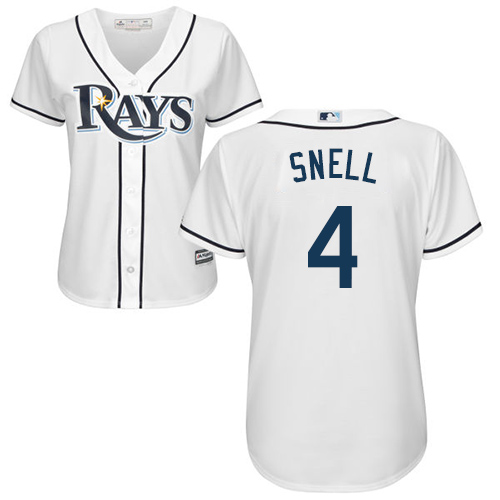 Rays #4 Blake Snell White Home Women's Stitched MLB Jersey