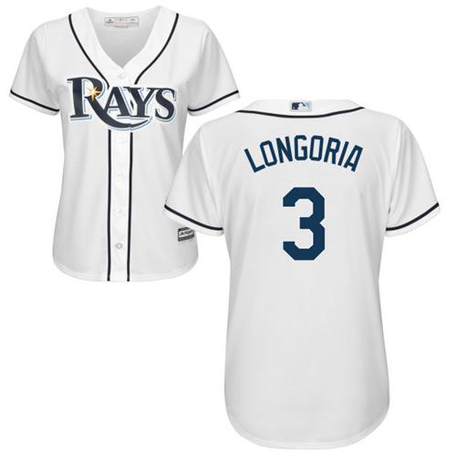 Rays #3 Evan Longoria White Women's Fashion Stitched MLB Jersey