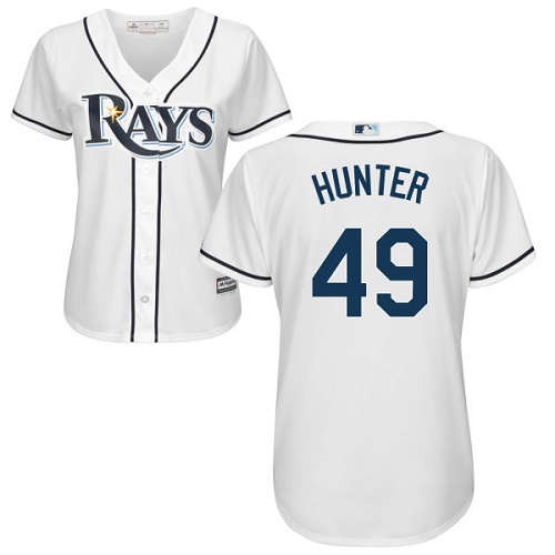 Rays #49 Tommy Hunter White Home Women's Stitched MLB Jersey