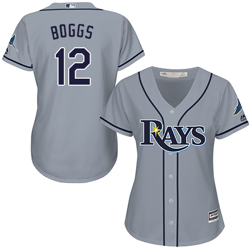 Rays #12 Wade Boggs Grey Road Women's Stitched MLB Jersey