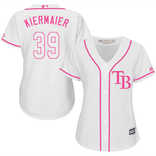Rays #39 Kevin Kiermaier White/Pink Fashion Women's Stitched MLB Jersey