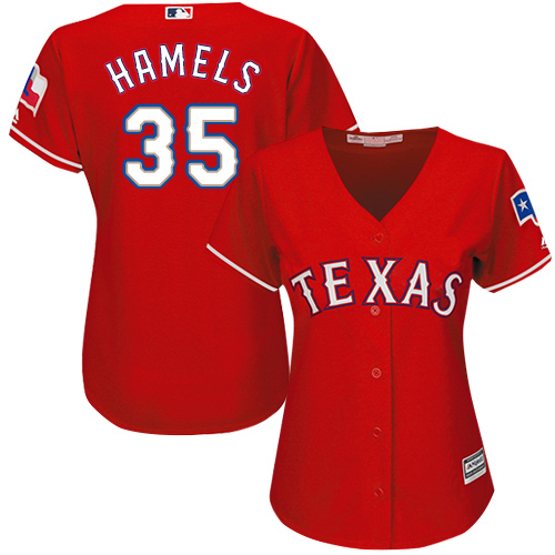 Rangers #35 Cole Hamels Red Alternate Women's Stitched MLB Jersey