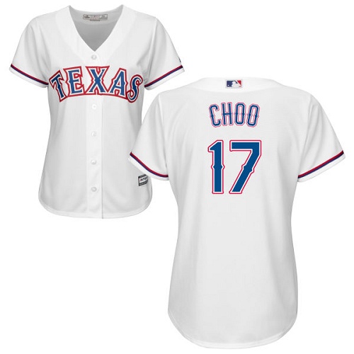 Rangers #17 Shin-Soo Choo White Home Women's Stitched MLB Jersey