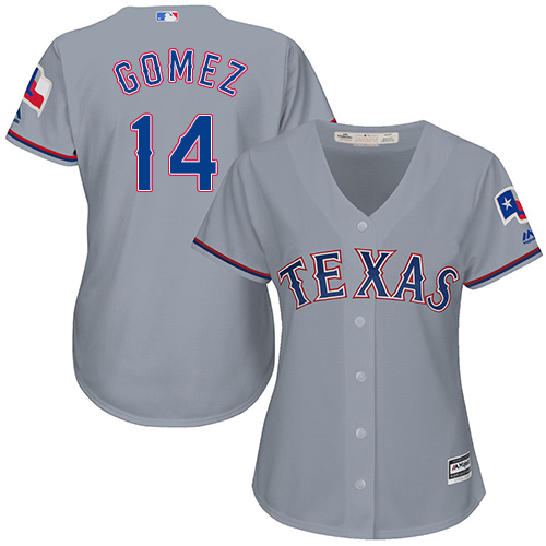 Rangers #14 Carlos Gomez Grey Road Women's Stitched MLB Jersey