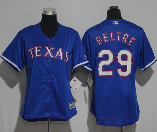 Rangers #29 Adrian Beltre Blue Alternate Women's Stitched MLB Jersey