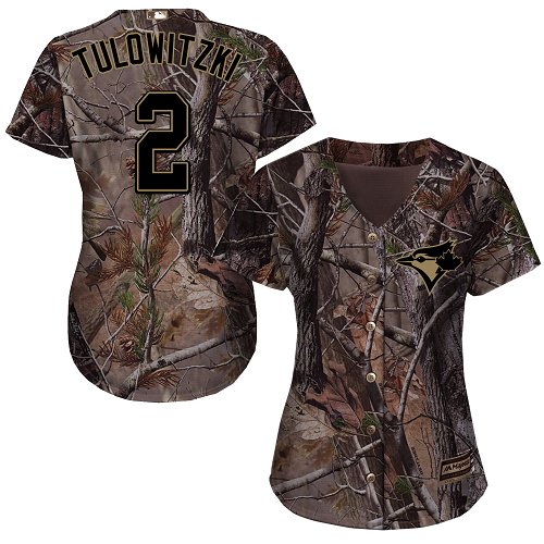 Blue Jays #2 Troy Tulowitzki Camo Realtree Collection Cool Base Women's Stitched MLB Jersey