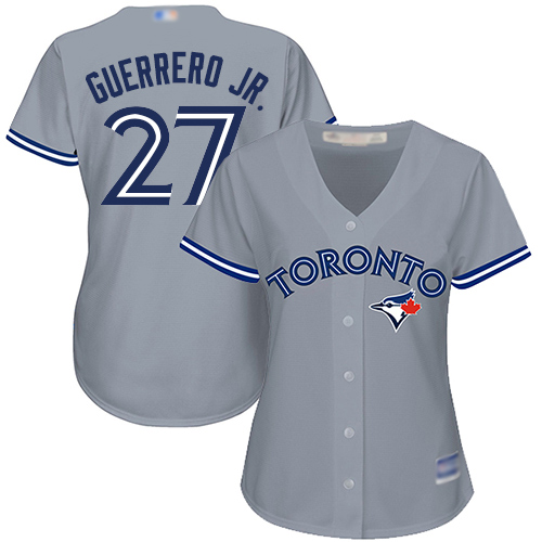Blue Jays #27 Vladimir Guerrero Jr. Grey Road Women's Stitched MLB Jersey