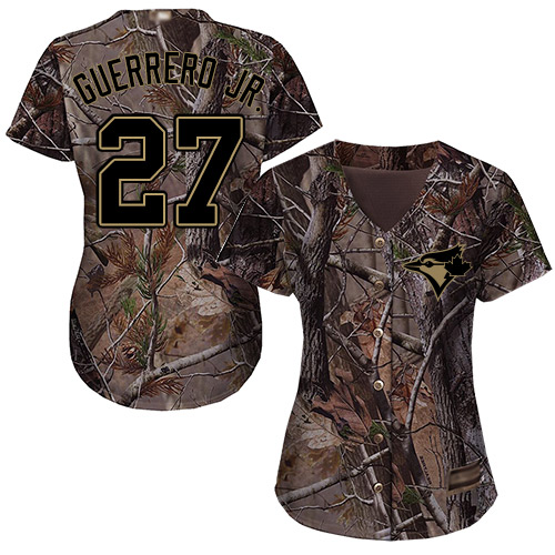 Blue Jays #27 Vladimir Guerrero Jr. Camo Realtree Collection Cool Base Women's Stitched MLB Jersey
