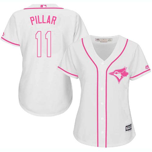 Blue Jays #11 Kevin Pillar White/Pink Fashion Women's Stitched MLB Jersey