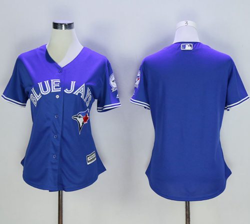 Blue Jays Blank Blue Alternate 40th Anniversary Women's Stitched MLB Jersey
