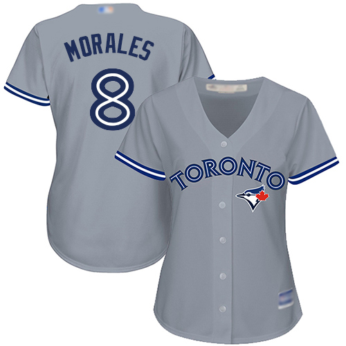 Blue Jays #8 Kendrys Morales Grey Road Women's Stitched MLB Jersey
