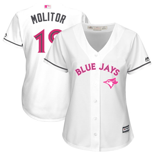 Blue Jays #19 Paul Molitor White Mother's Day Cool Base Women's Stitched MLB Jersey