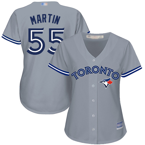 Blue Jays #55 Russell Martin Grey Road Women's Stitched MLB Jersey