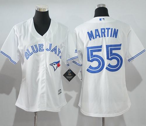 Blue Jays #55 Russell Martin White Women's Home Stitched MLB Jersey
