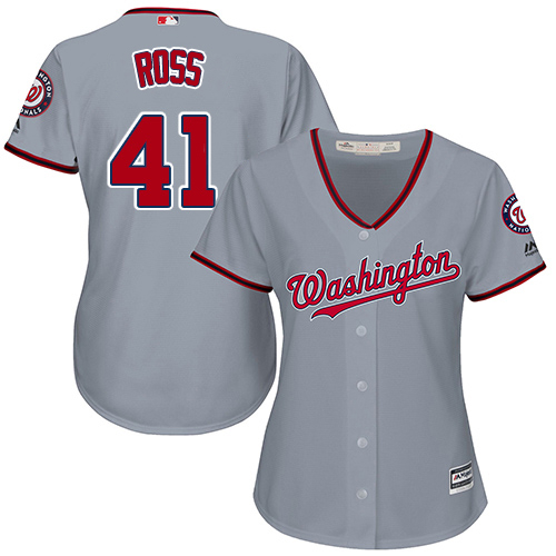 Nationals #41 Joe Ross Grey Road Women's Stitched MLB Jersey