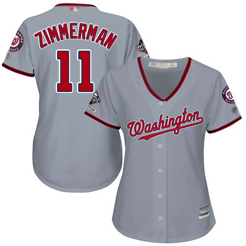 Nationals #11 Ryan Zimmerman Grey Road 2019 World Series Champions Women's Stitched MLB Jersey