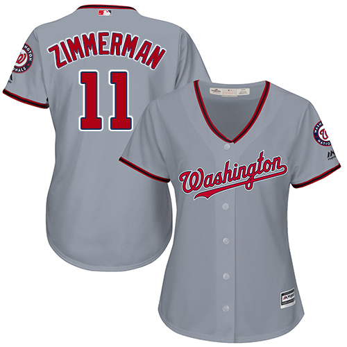 Nationals #11 Ryan Zimmerman Grey Road Women's Stitched MLB Jersey