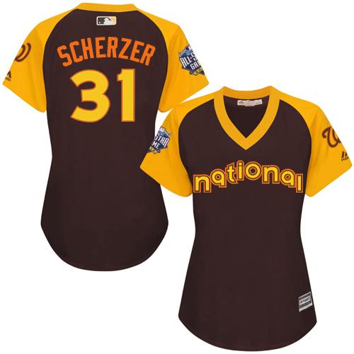 Nationals #31 Max Scherzer Brown 2016 All-Star National League Women's Stitched MLB Jersey
