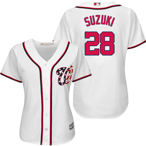 Nationals #28 Kurt Suzuki White Home Women's Stitched MLB Jersey