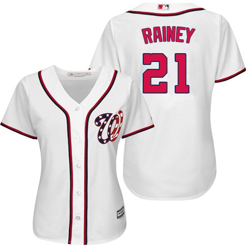 Nationals #21 Tanner Rainey White Home Women's Stitched MLB Jersey
