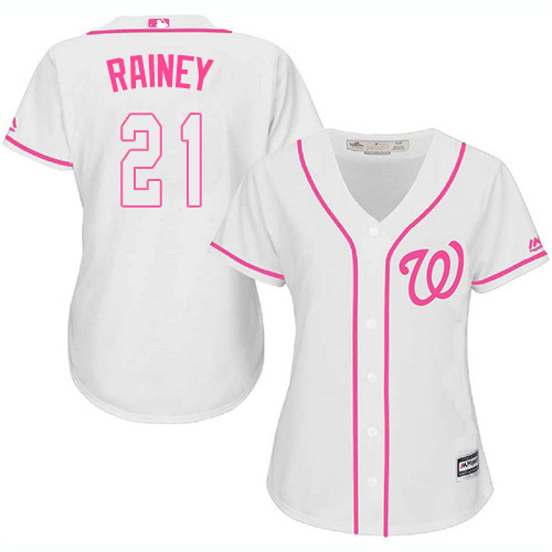 Nationals #21 Tanner Rainey White/Pink Fashion Women's Stitched MLB Jersey