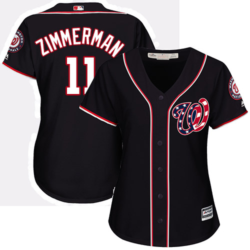 Nationals #11 Ryan Zimmerman Navy Blue Alternate Women's Stitched MLB Jersey