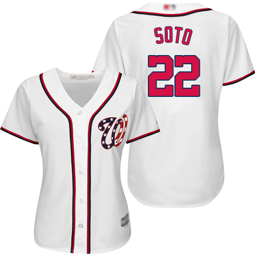 Nationals #22 Juan Soto White Home Women's Stitched MLB Jersey