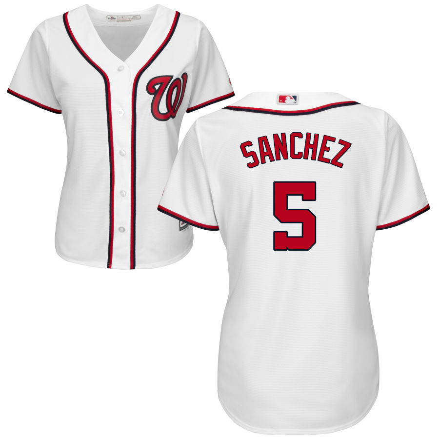 Nationals #5 Adrian Sanchez White Women's Home Cool Base Stitched MLB Jersey