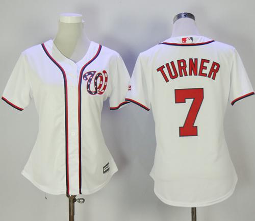 Nationals #7 Trea Turner White Home Women's Stitched MLB Jersey