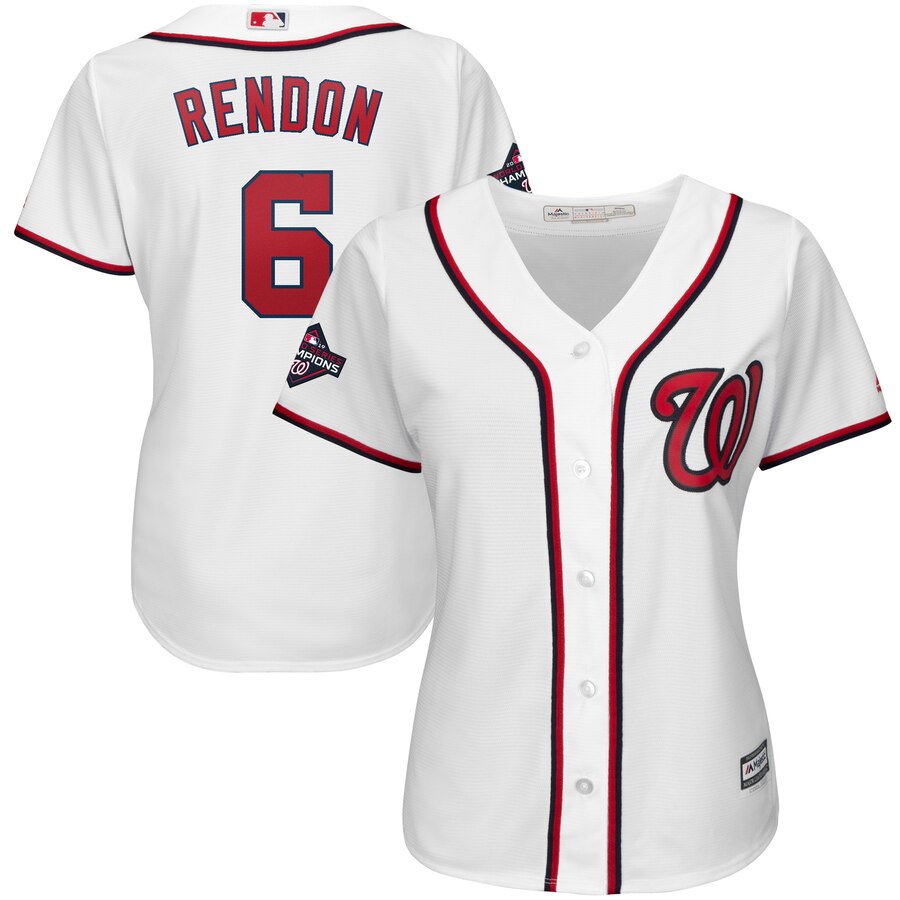 Washington Nationals #6 Anthony Rendon Majestic Women's 2019 World Series Champions Home Cool Base Patch Player Jersey White