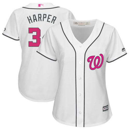 Nationals #34 Bryce Harper White Mother's Day Cool Base Women's Stitched MLB Jersey