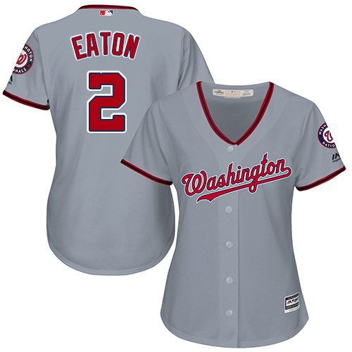 Nationals #2 Adam Eaton Grey Road Women's Stitched MLB Jersey