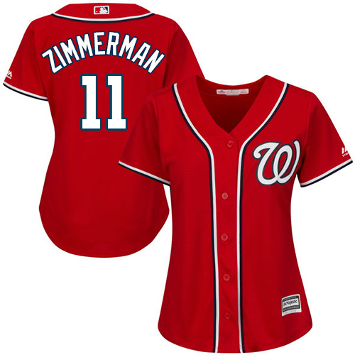 Nationals #11 Ryan Zimmerman Red Alternate Women's Stitched MLB Jersey