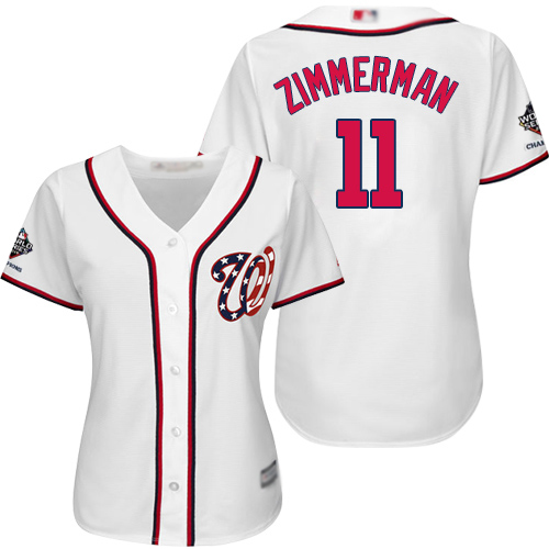 Nationals #11 Ryan Zimmerman White Home 2019 World Series Champions Women's Stitched MLB Jersey