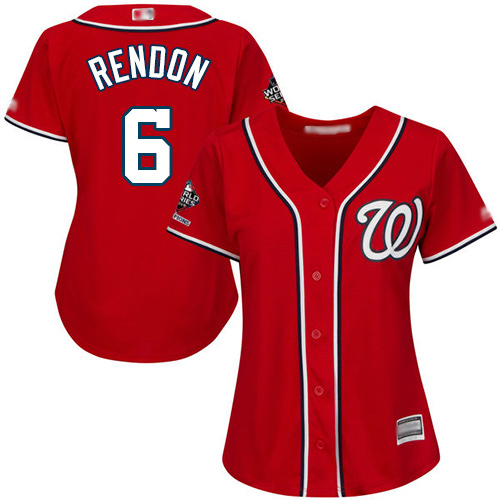 Nationals #6 Anthony Rendon Red Alternate 2019 World Series Champions Women's Stitched MLB Jersey