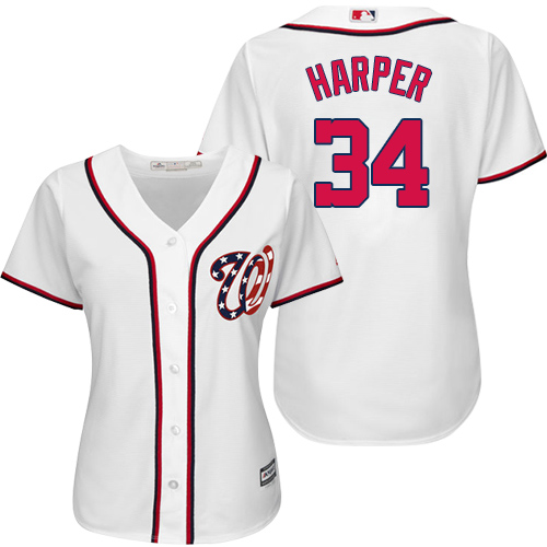 Nationals #34 Bryce Harper White Women's Fashion Stitched MLB Jersey